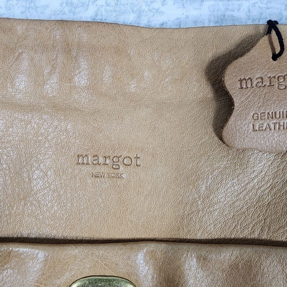 Tan Genuine Leather Crossbody Shoulder Bag with Turn Lock - Picture 8 of 9